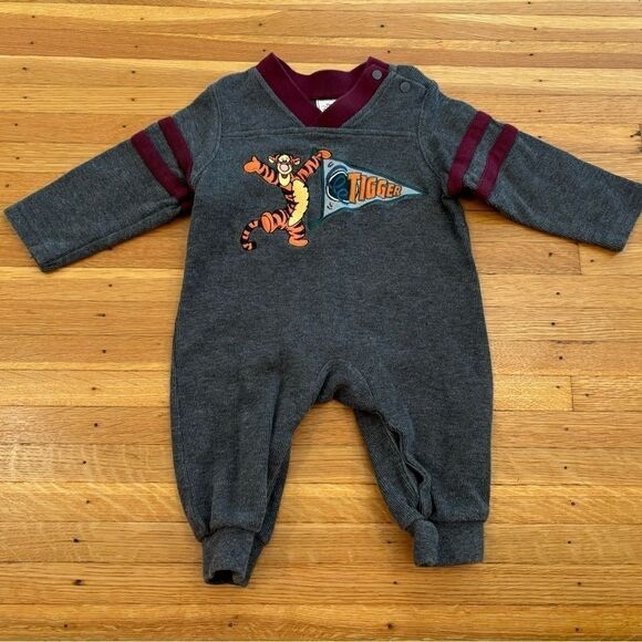 Disney Winnie the Pooh Tigger grey ribbed long sleeve jumpsuit - Picture 1 of 5